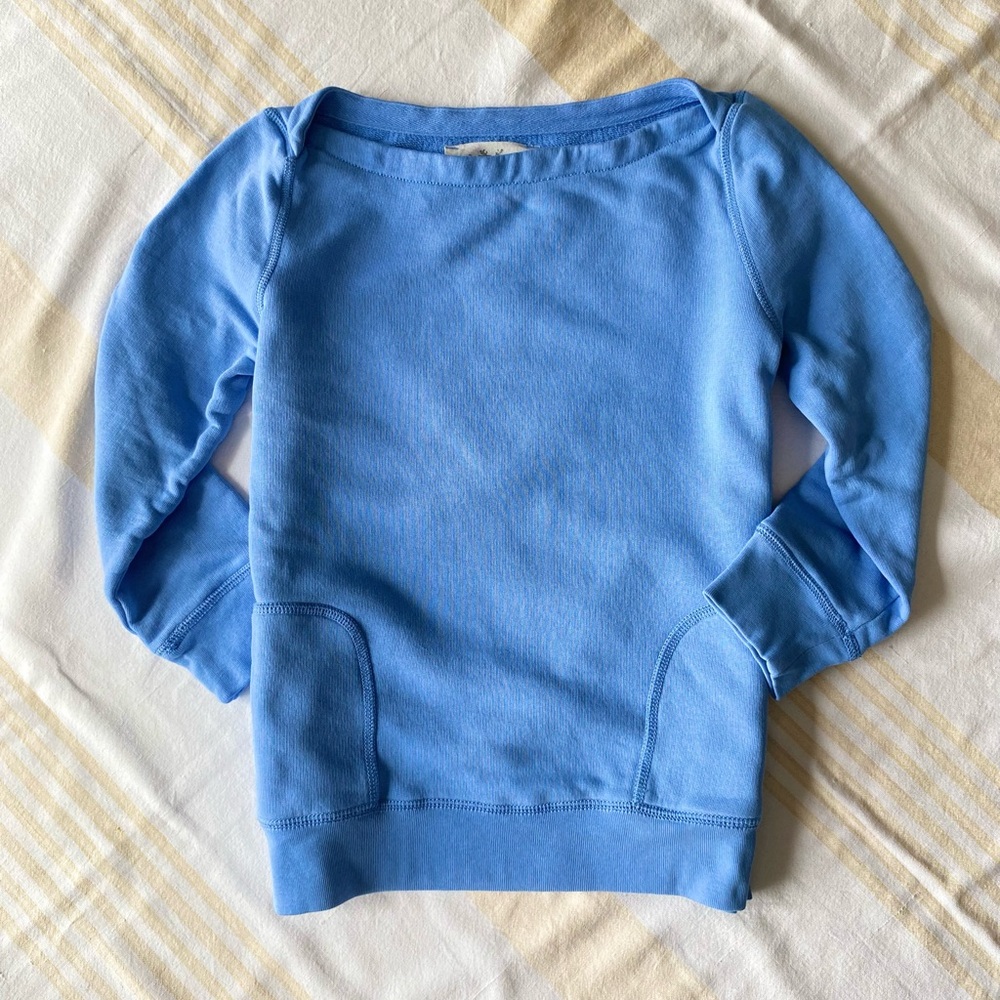 J. Crew Sky Blue Boatneck 💯%Cotton Side Pocket Sweatshirt (Updated SEE NOTE)